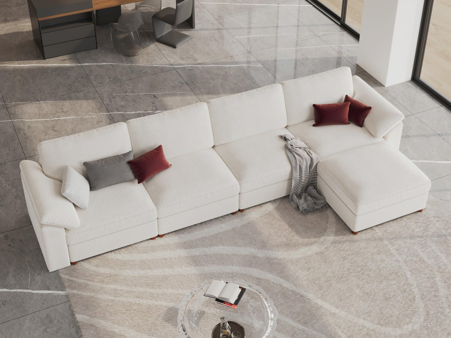 Extra Large Modular Sectional Sofa – Oversized L-Shaped Cloud Couch with Ottoman