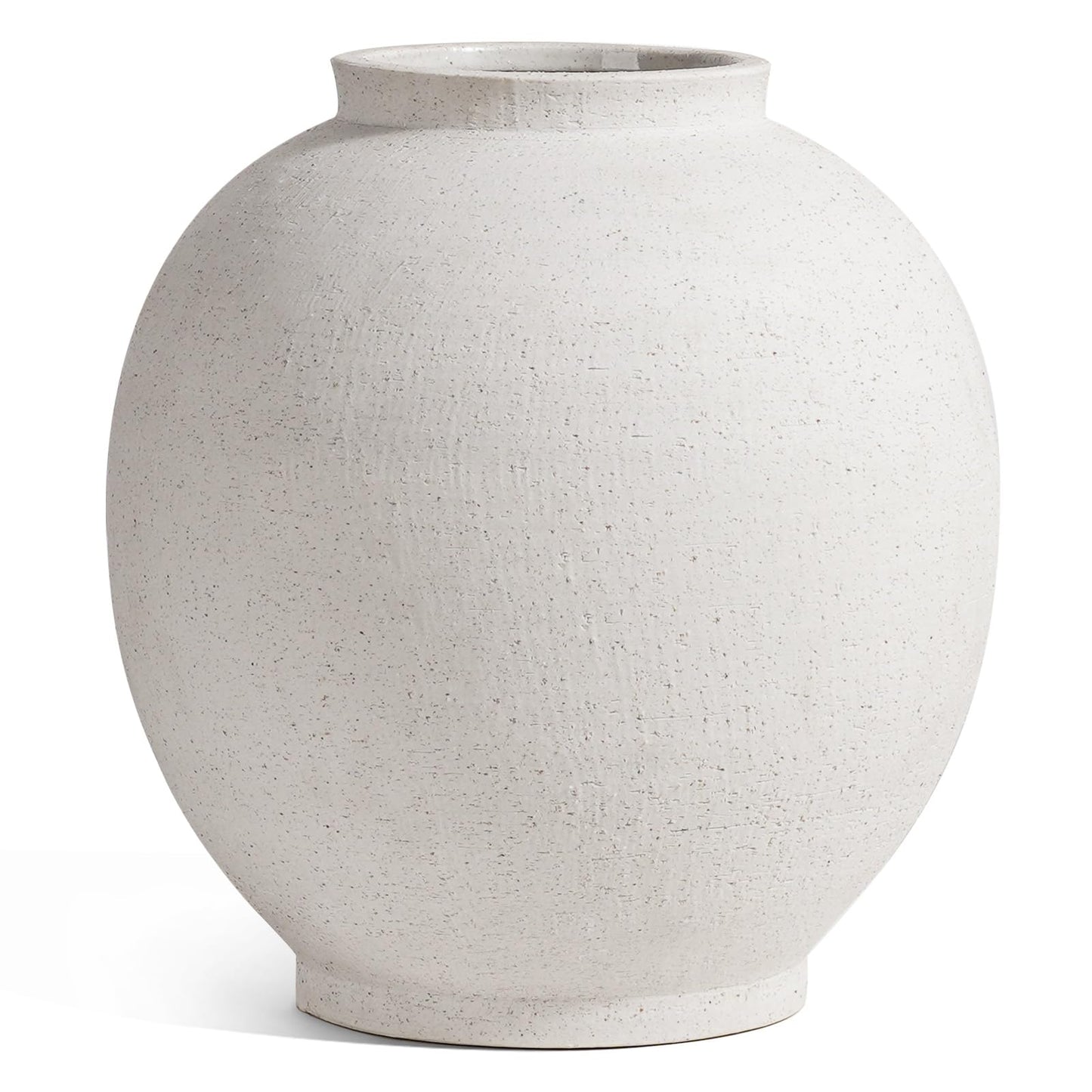 Large Sandstone White Ceramic Floor Vase (12.5") – Rustic Farmhouse Décor