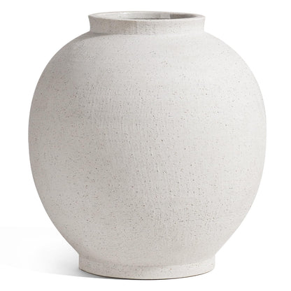 Large Sandstone White Ceramic Floor Vase (12.5") – Rustic Farmhouse Décor