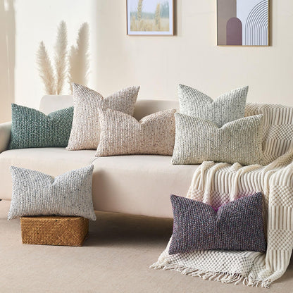 Cream & Grey Textured 12x20 Inch Lumbar Pillow Cover
