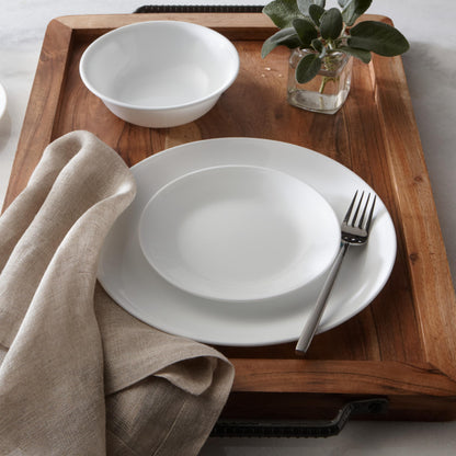 Corelle Vitrelle 18-Piece Dinnerware Set | Service for 6 | Winter Frost White
