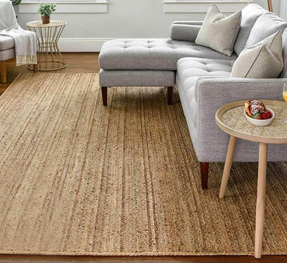 Handwoven Natural Jute Area Rug – 8 x 10 ft Braided Reversible Rug