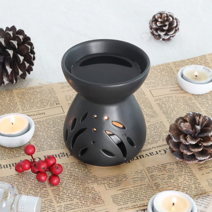 ComSaf Ceramic Wax Melt Warmer & Essential Oil Burner, Black (2 Pack)