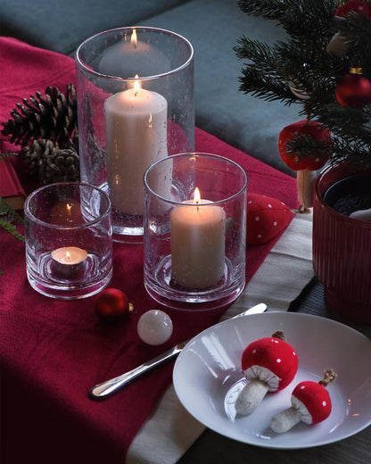 Seeded Glass Hurricane Candle Holder Set of 3 | Clear Glass