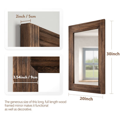 YOSHOOT Rustic Solid Wood Wall Mirror