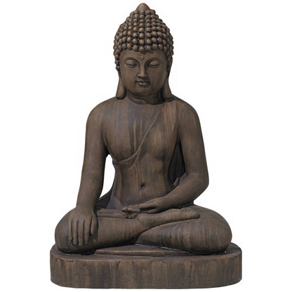 John Timberland Sitting Buddha Statue Sculpture Zen Asian Japanese Garden Decor Outdoor Front Porch Patio Yard Outside Home Balcony House Dark Sandstone Faux Stone Finish Resin 29 1/2" Tall