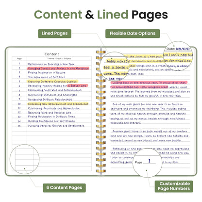 Taja Lined Spiral Journal – Green | 140 Pages