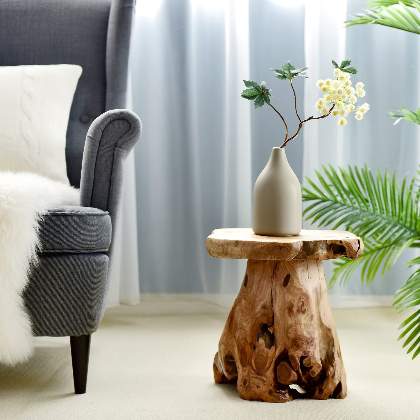 Natural Cedar Stump Side Table | Live Edge End Table