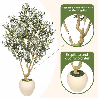 7ft Artificial Olive Tree with Decorative Planter