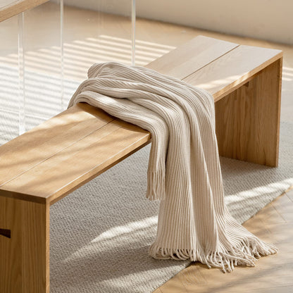 Chenille Throw Blanket 50" × 60" | Soft Cream Knitted Throw for Sofa, Bed & Cozy Living