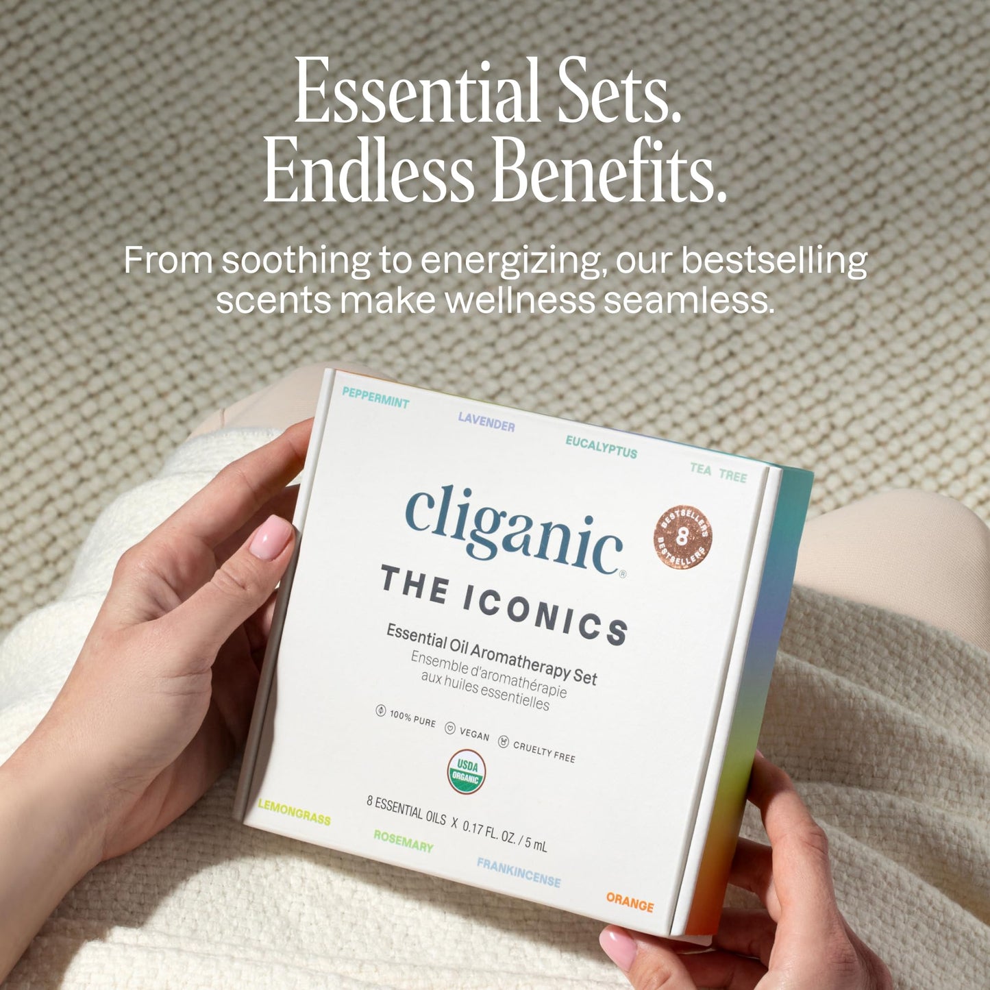 Cliganic Organic Essential Oils Gift Set – 8 Pure Aromatherapy Oils