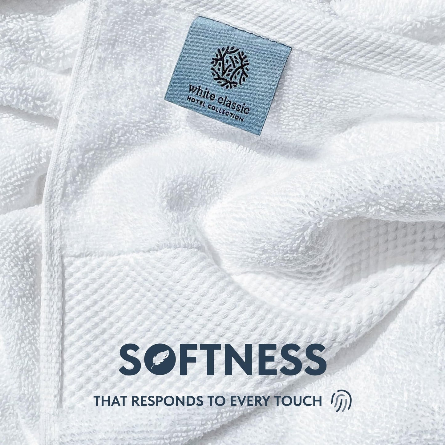 Luxury White Turkish Cotton Hand Towels Set of 6