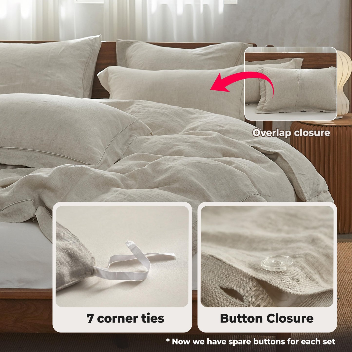 Simple&Opulence Washed Linen Duvet Cover Set – King