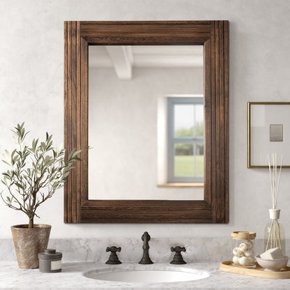 YOSHOOT Rustic Solid Wood Wall Mirror