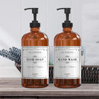 Amber Glass Soap Dispenser Set with Black Pump (2 Pack)
