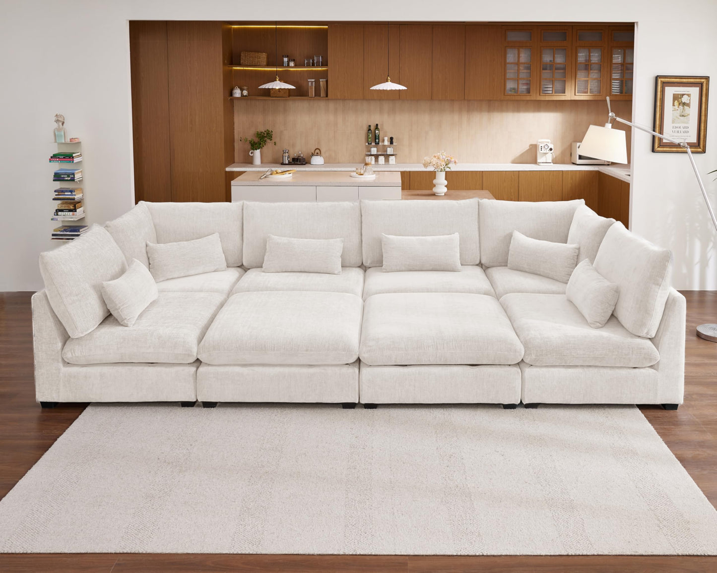 Oversized Modular Chenille Sectional Sofa with Washable Covers | 8 Seater