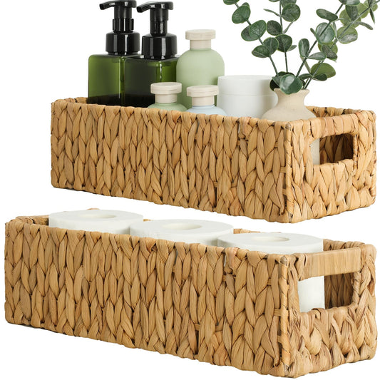 Water Hyacinth Toilet Paper Storage Basket Set (2 Pack)