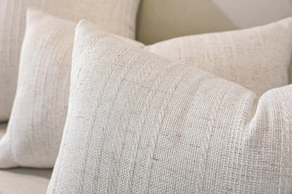 Decorative Set of 2 Neutral Striped Throw Pillow Covers