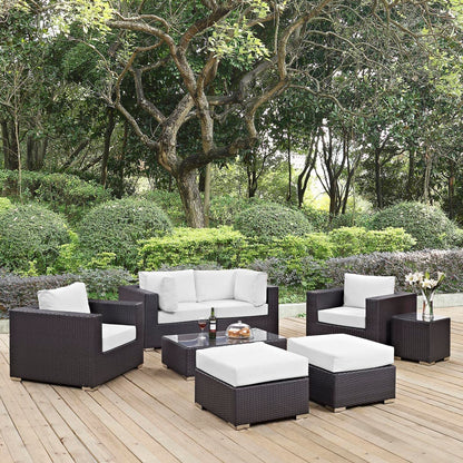 Modway Convene Collection 8-Piece Outdoor Patio Sectional Set in Espresso White