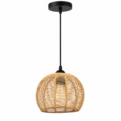 Popity Home Handwoven Rattan Boho Pendant Light